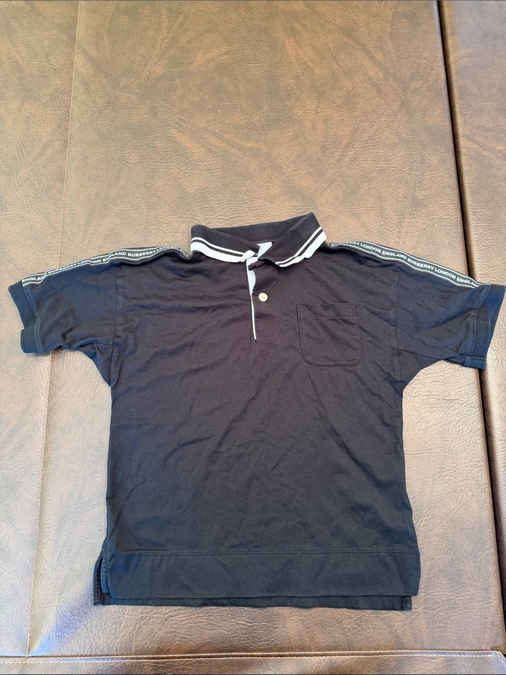 Burberry Black Polo Shirt with White Trim